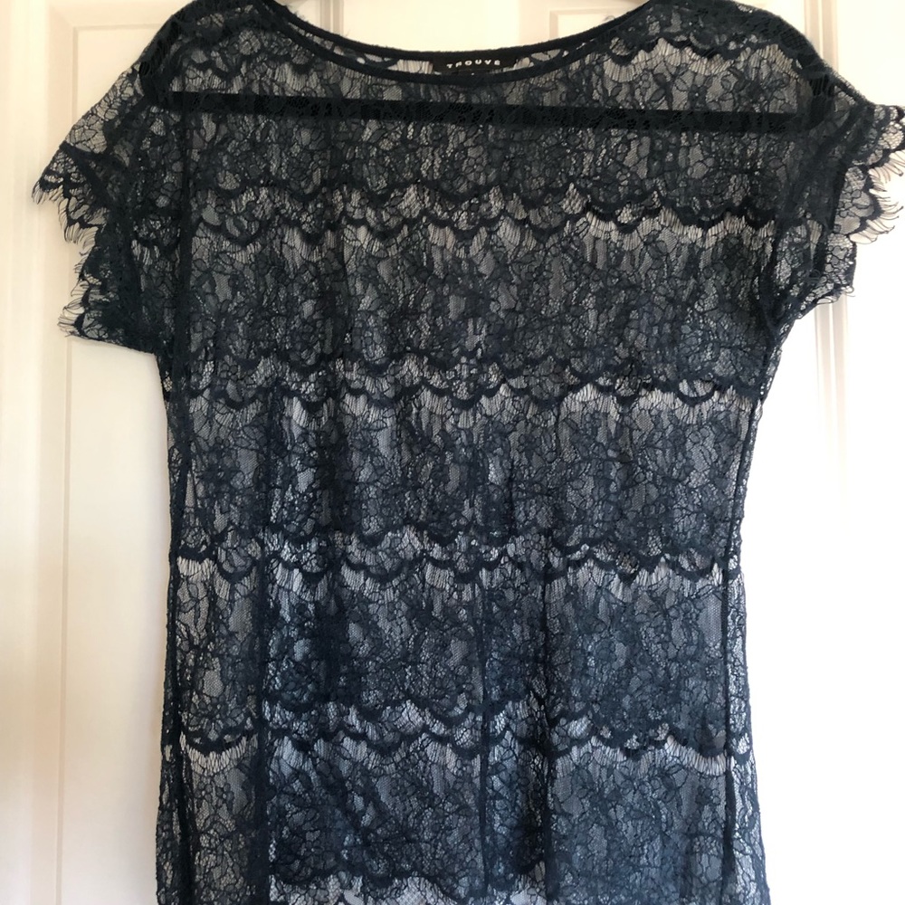 Trouve Navy Lace Top